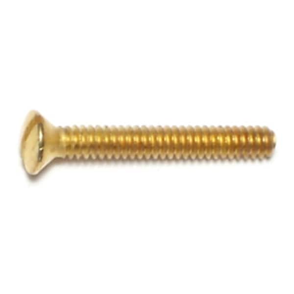 Midwest Fastener #6-32 x 1 in Slotted Oval Machine Screw, Plain Brass, 20 PK 68572 - main
